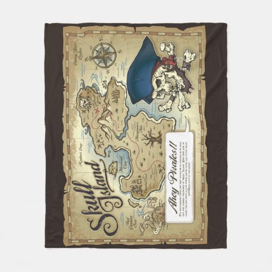 Pirates Treasure Map, Skull Island Fleece Deken (Voorkant)