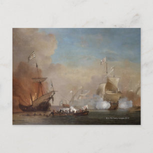 Pirates valt een schilderij aan van een Engels mar Briefkaart