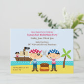 Pirates verjaardagsfeestje Mates uitnodiging (Staand voorkant)