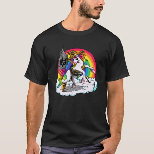 Piraticorn | Rainbow Unicorn Pirate T-shirt (Voorkant)