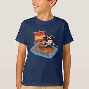 Piratisch avontuur voor schattige jongens op een v t-shirt