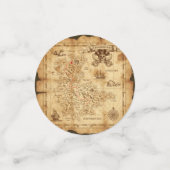 Piratiskaart verjaardagsfeest in oude stijl confetti (Kleine voorkant)