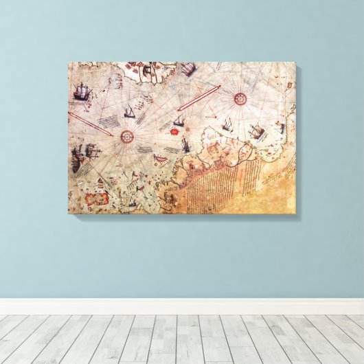 piri reis antieke kaart geschiedenis mysterie  Ant Canvas Afdruk (Insitu (Houten vloer))