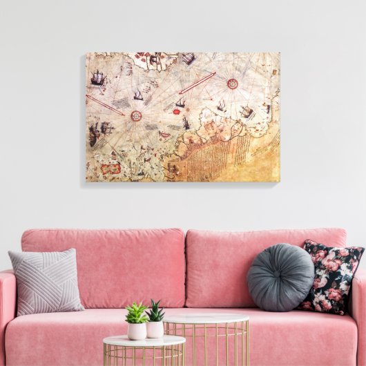 piri reis antieke kaart geschiedenis mysterie Ant Canvas Afdruk (Insitu (Woonkamer))
