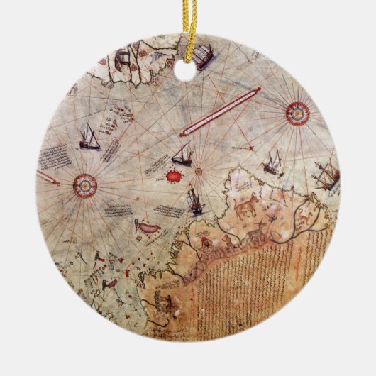 piri reis antieke kaart geschiedenis mysterie  Ant Keramisch Ornament (Voorkant)