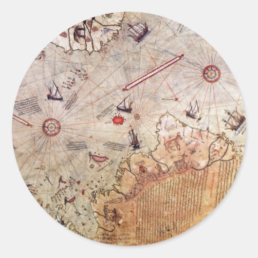 piri reis antieke kaart geschiedenis mysterie  Ant Ronde Sticker (Voorkant)