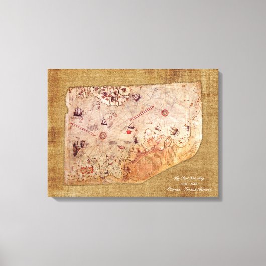 Piri Reis Map Canvas Afdruk (Voorkant)