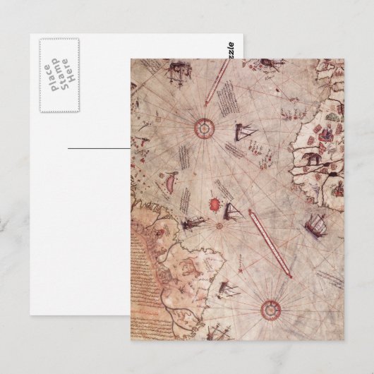 Piri Reis Old Wereldkaart Briefkaart (Voorkant / Achterkant)