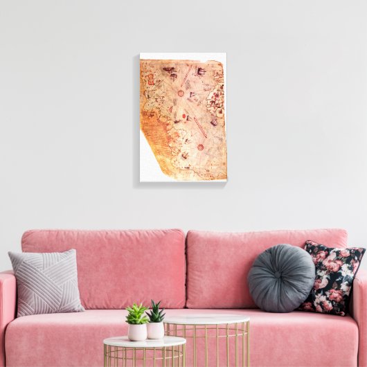 Piri Reis Oude Wereldkaart op Canvas Wrap (Insitu (Woonkamer))