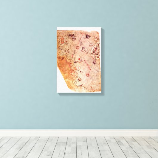 Piri Reis Oude Wereldkaart op Canvas Wrap (Insitu (Houten vloer))