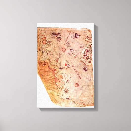 Piri Reis Oude Wereldkaart op Canvas Wrap Afdruk (Voorkant)
