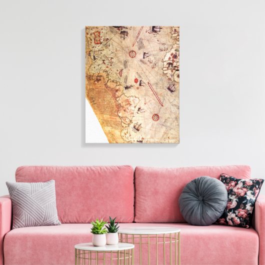 Piri Reis Wereldkaart Canvas Afdruk (Insitu (Woonkamer))
