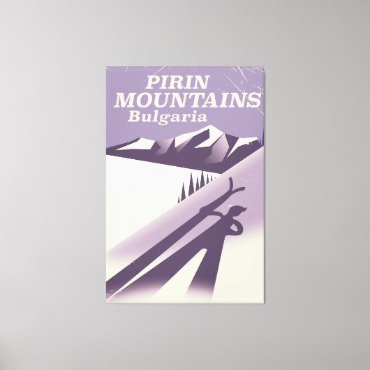 Pirin Mountains Bulgaria ski poster Canvas Afdruk (Voorkant)