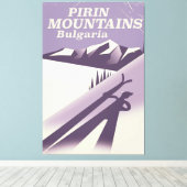 Pirin Mountains Bulgaria ski poster Canvas Afdruk (Insitu (Houten vloer))