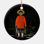 Pirosmani - Visser in een rood Shirt Keramisch Ornament (Achterkant)