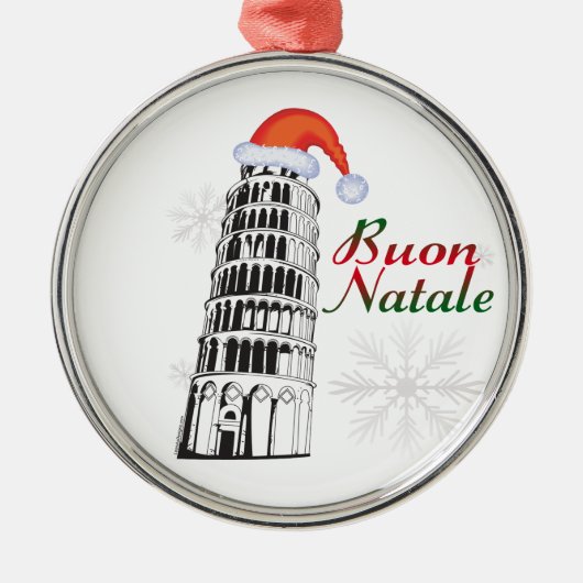 Pisa Buon Natale Santa Hat Metalen Ornament (Voorkant)