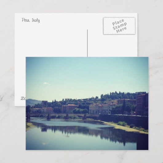 Pisa en de rivier briefkaart (Voorkant / Achterkant)