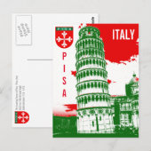 Pisa , Italië - de Leaning Tower Briefkaart (Voorkant / Achterkant)