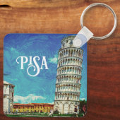 Pisa Italië Europa Paint Kleurrijk Sleutelhanger (Achterkant)