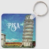 Pisa Italië Europa Paint Kleurrijk Sleutelhanger (Achterkant)