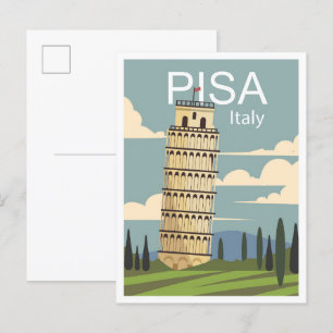 Pisa Italië Kunst Vintage Reizen Illustratie Briefkaart