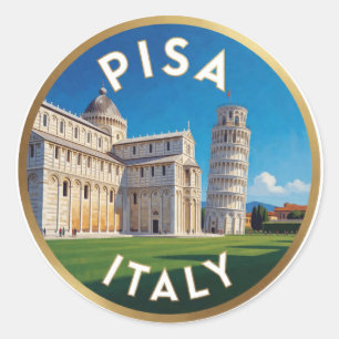 Pisa Italië Landmark Reis Illustratie ✨ Ronde Sticker