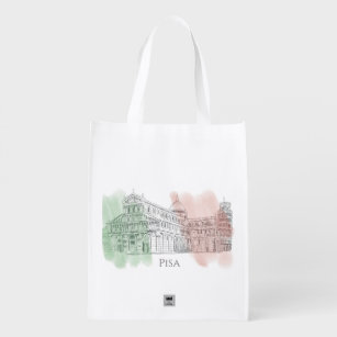 Pisa Italië Leaning Tower Italiaanse vlag Pennen e Boodschappentas