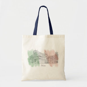 Pisa Italië Leaning Tower Italiaanse vlag Pennen e Tote Bag