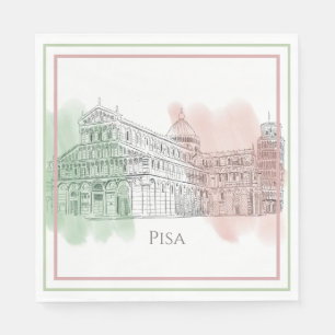 Pisa Italië met leuningtoren en vlagkleuren Servet