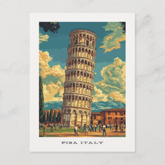 Pisa Italië Scheve Toren Reis Briefkaart (Voorkant)