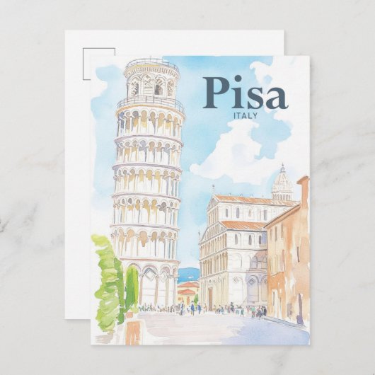 Pisa Italië Waterverf Schilderij Reizen Briefkaart (Voorkant / Achterkant)
