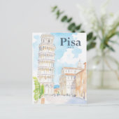 Pisa Italië Waterverf Schilderij Reizen Briefkaart (Staand voorkant)