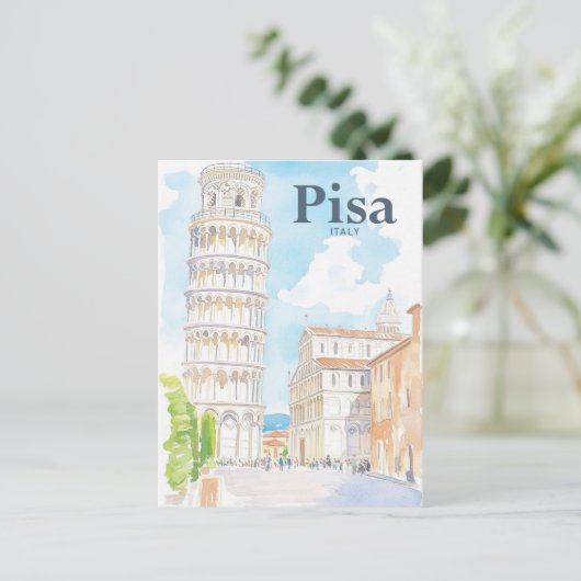 Pisa Italië Waterverf Schilderij Reizen Briefkaart (Staand voorkant)