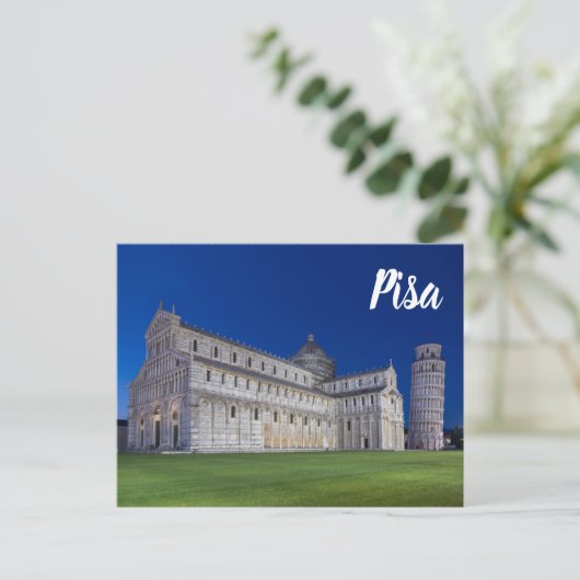 Pisa Leaning Tower Night Panorama Italië Gift Feestdagenkaart (Staand voorkant)