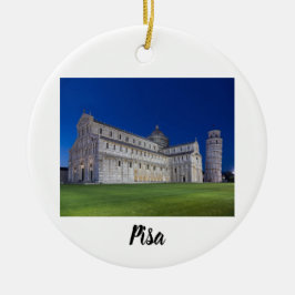 Pisa Leaning Tower Night Panorama Italië Gift Keramisch Ornament