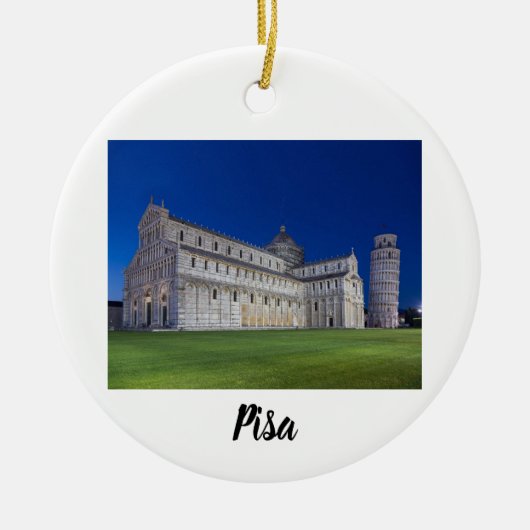 Pisa Leaning Tower Night Panorama Italië Gift Keramisch Ornament (Voorkant)
