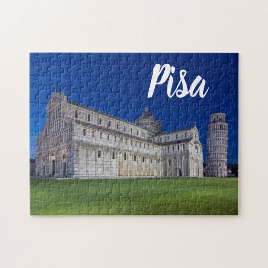 Pisa Leaning Tower Night Panorama Italië Gift Legpuzzel (Horizontaal)
