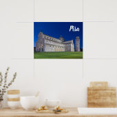 Pisa Leaning Tower Night Panorama Italië Gift Poster (Keuken)