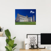 Pisa Leaning Tower Night Panorama Italië Gift Poster (Thuiskantoor)
