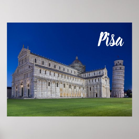 Pisa Leaning Tower Night Panorama Italië Gift Poster (Voorkant)