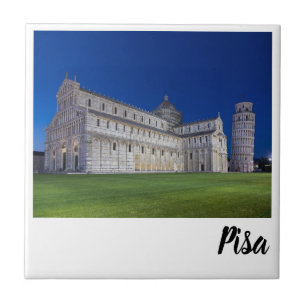 Pisa Leaning Tower Night Panorama Italië Gift Tegeltje