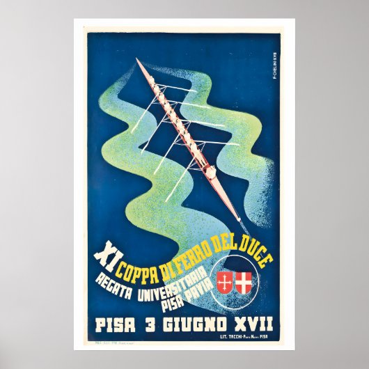 Pisa-Pavia Universitaire Roeiwedstrijd Italiaanse Poster (Voorkant)