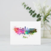 Pisa skyline in watercolor briefkaart (Staand voorkant)