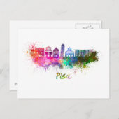 Pisa skyline in watercolor briefkaart (Voorkant / Achterkant)