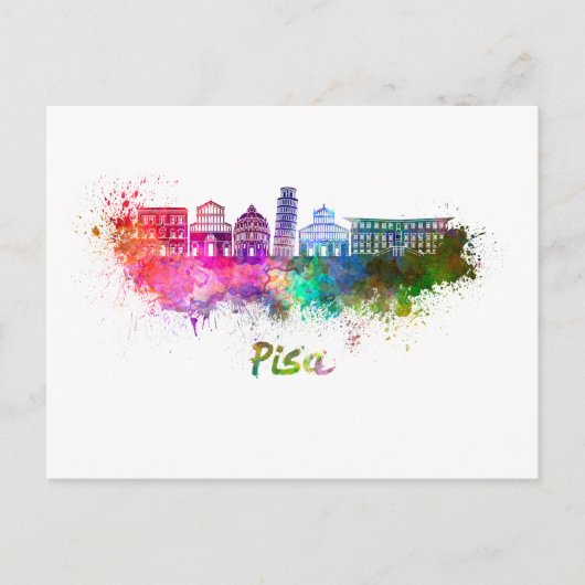 Pisa skyline in watercolor briefkaart (Voorkant)