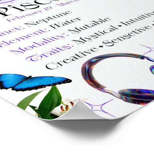 Pisce sterrenbeeld Y2K wit 4:5 Poster (Hoek)