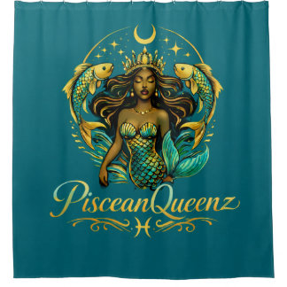 Piscean Queen Teal Shower Curtain Douchegordijn