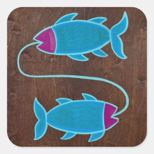 Pisces 2008 vierkante sticker (Voorkant)