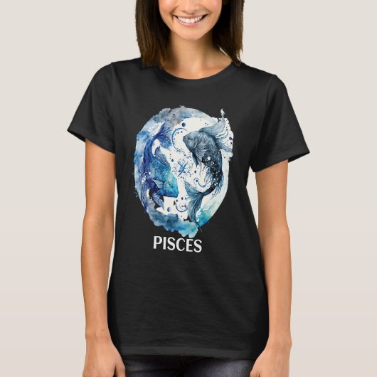 Pisces 2 Fishes Zodiac Sign Astrological Water Nep T-shirt (Voorkant)