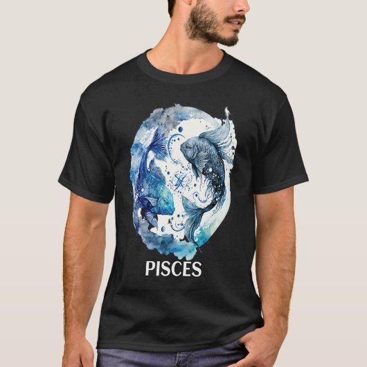 Pisces 2 Fishes Zodiac Sign Astrological Water Nep T-shirt (Voorkant)